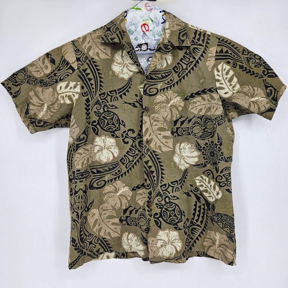 Vintage‎ RJC Hawaiian Shirt Mens Large Hawaiian Tribal Turtles Short Sleeve